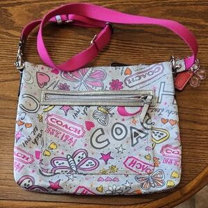 Coach Pink Multi Butterfly Crossbody Bag